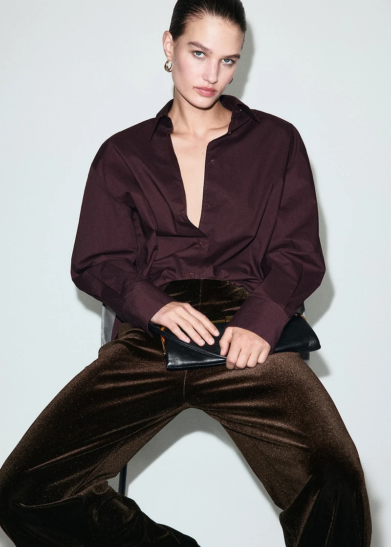 Velvet wide-leg trousers