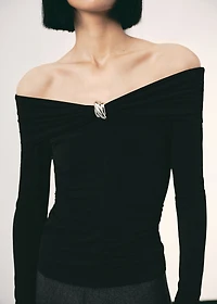 Strapless t-shirt with metallic detail