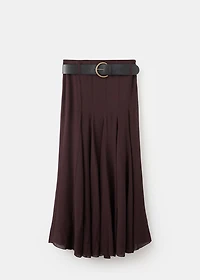Godet skirt with belt