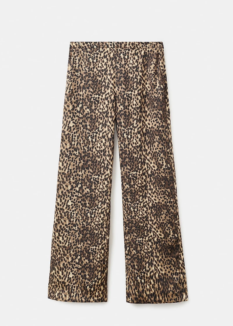 Leopard-print satin trousers