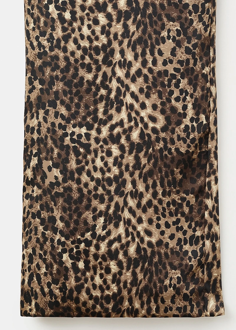 Leopard-print satin trousers