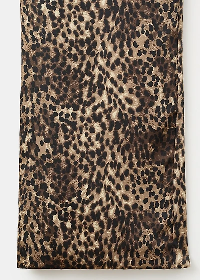 Leopard-print satin trousers
