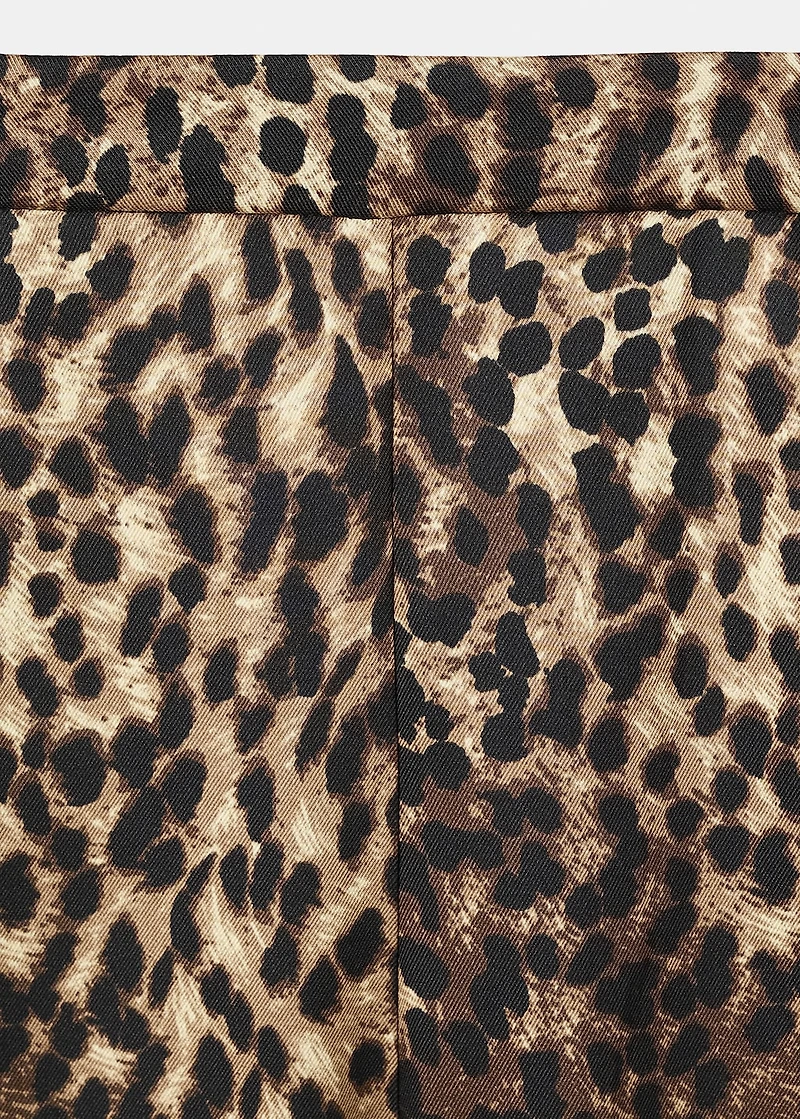 Leopard-print satin trousers
