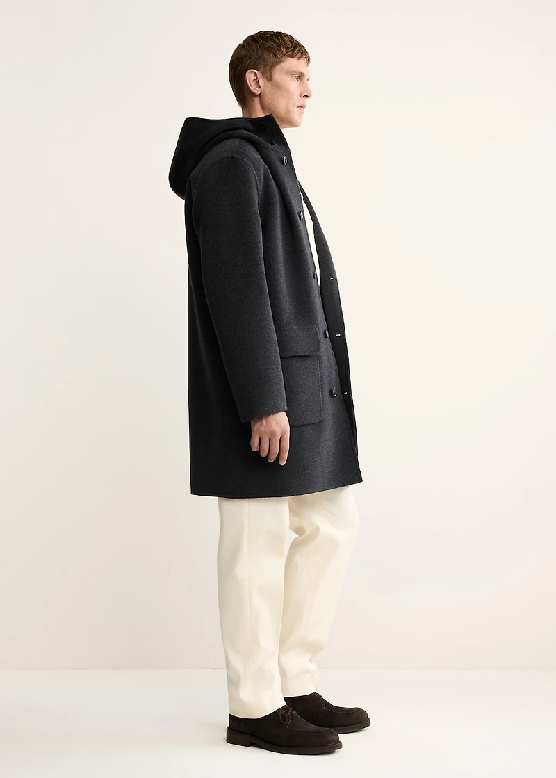 Handmade wool coat with hood
