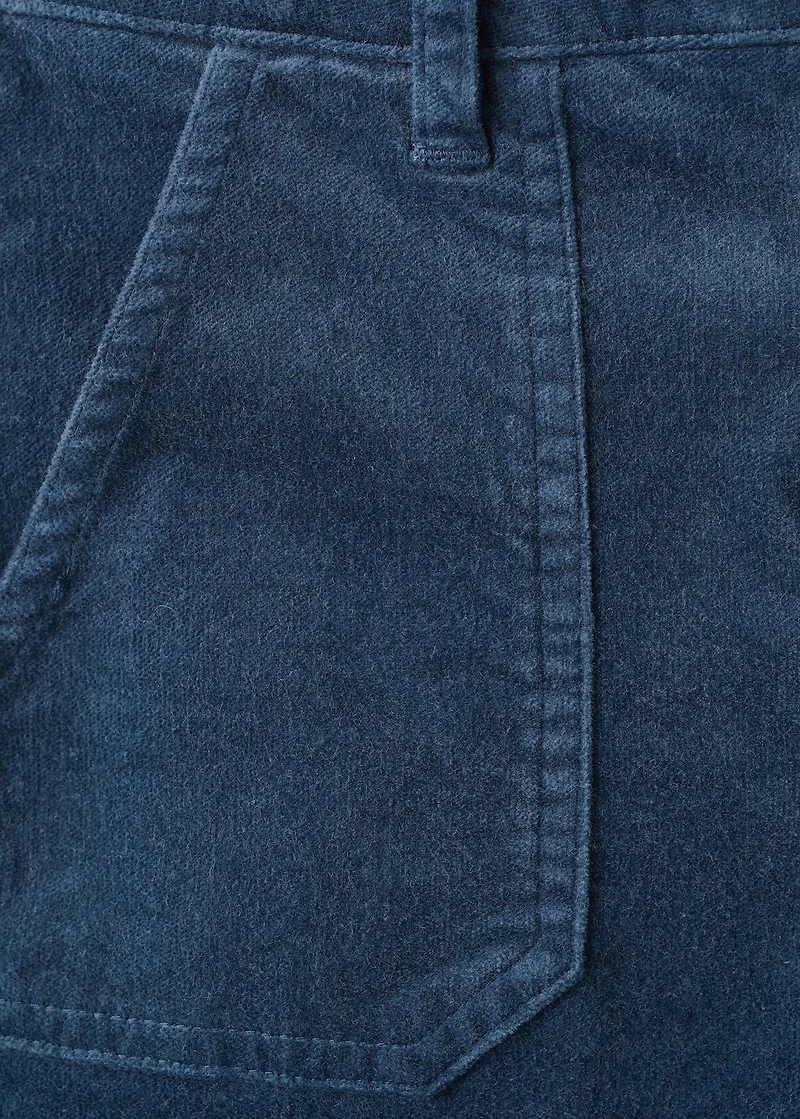 Faux-velvet flared pants