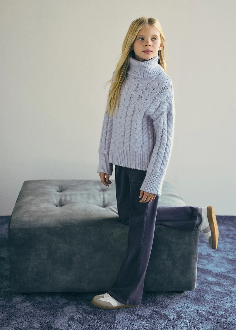 Faux-velvet flared pants