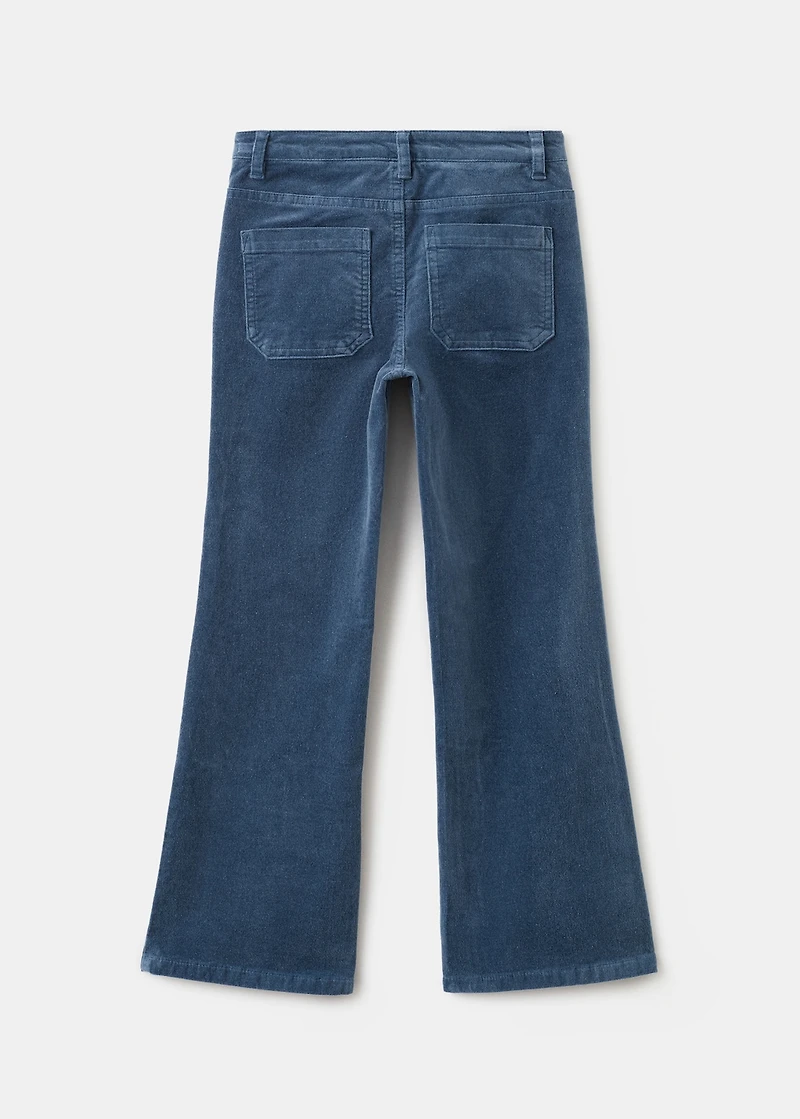 Faux-velvet flared pants