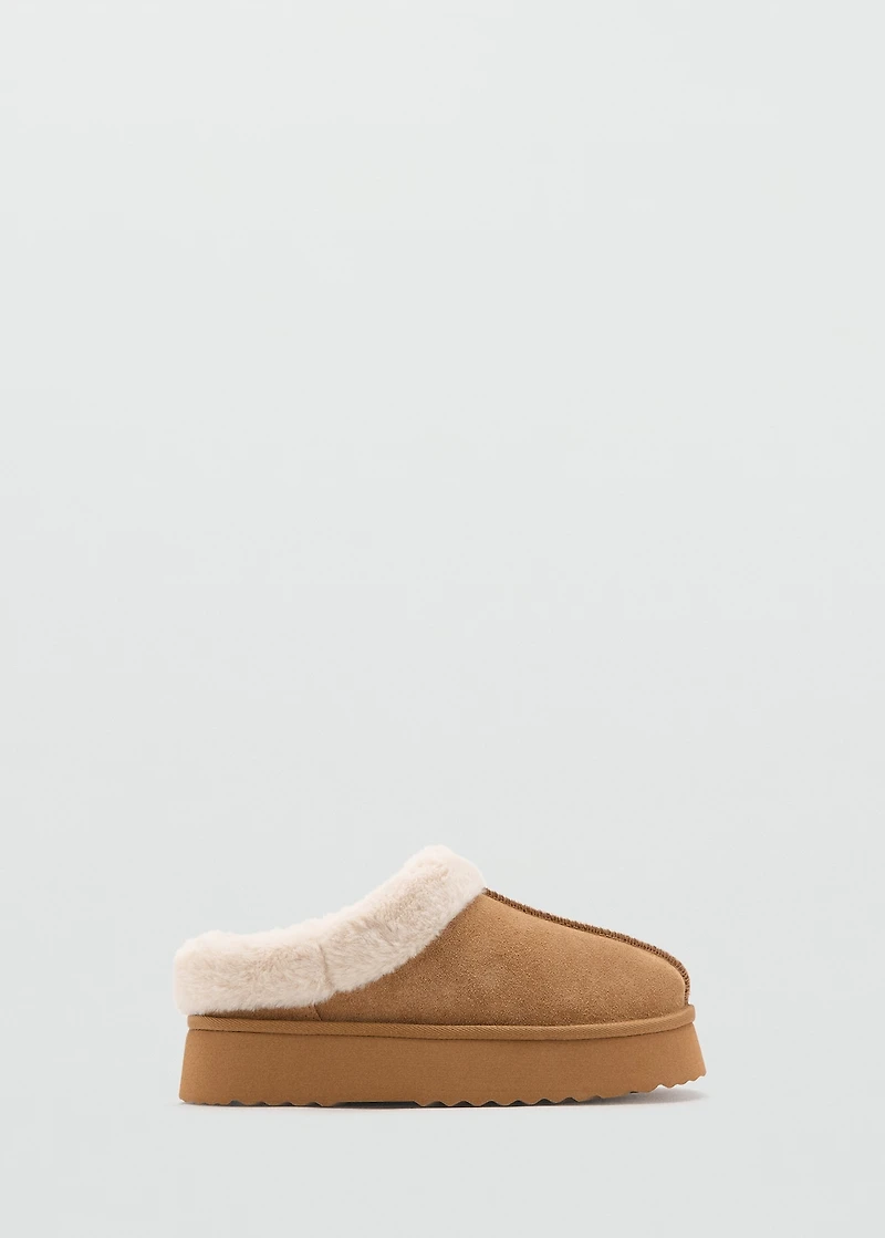 Platform clogs with sheepskin lining