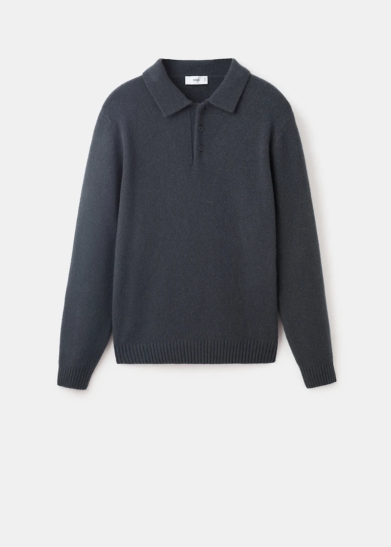 Knitted wool blend polo sweater