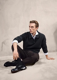 Knitted wool blend polo sweater