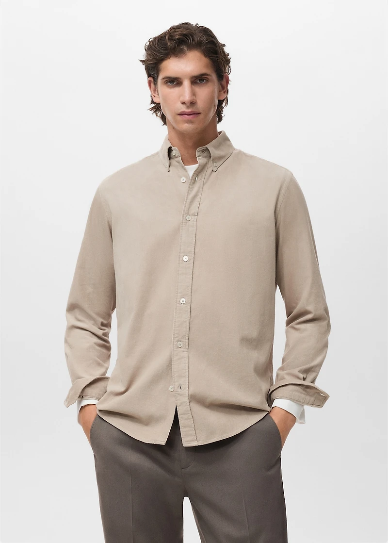 Classic-fit micro-corduroy shirt