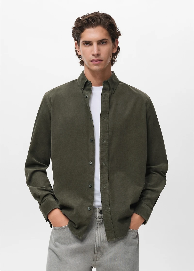 Classic-fit micro-corduroy shirt