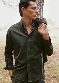 Classic-fit micro-corduroy shirt