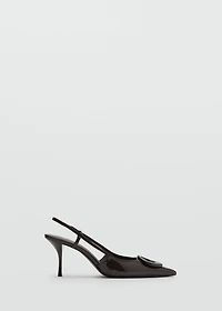 Patent leather high-heeled shoes with ring detail