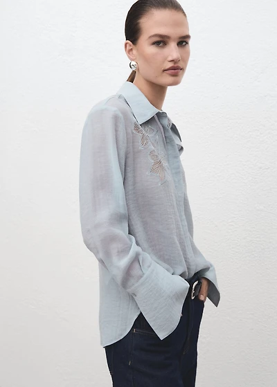 Embroidered lyocell blouse