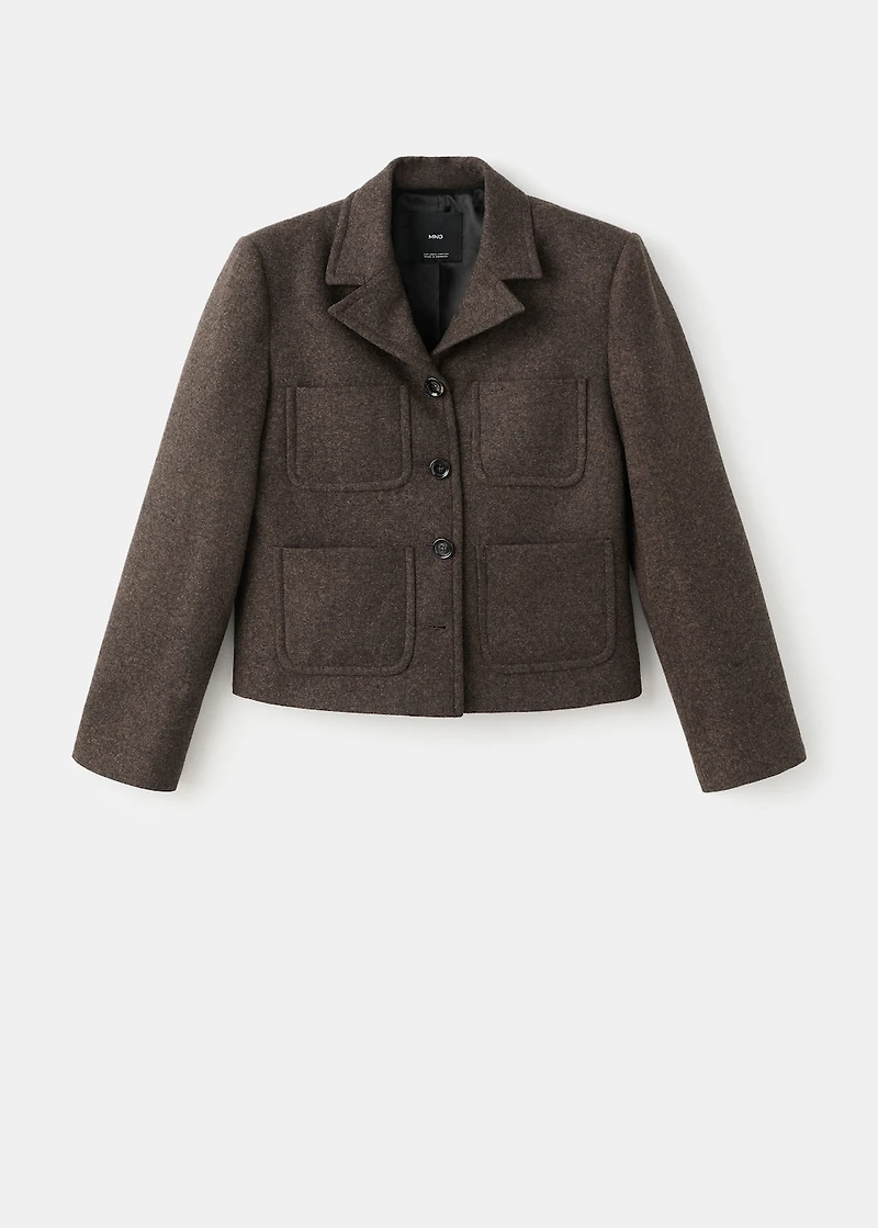 Cropped mottled wool suit jacket