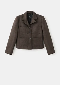 Cropped mottled wool suit jacket