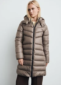 Midi quilted anorak with hood