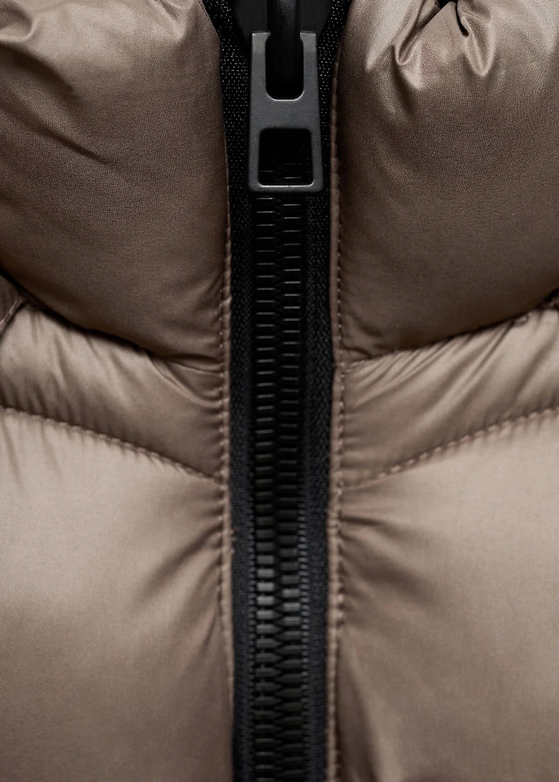 Midi quilted anorak with hood