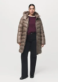 Midi quilted anorak with hood