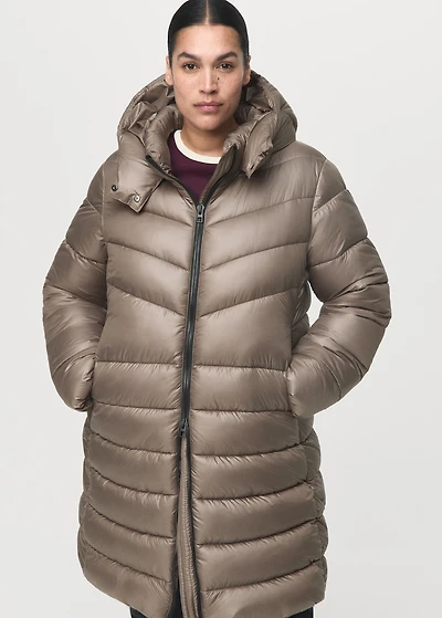 Midi quilted anorak with hood