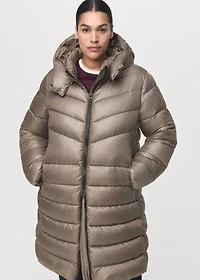 Midi quilted anorak with hood