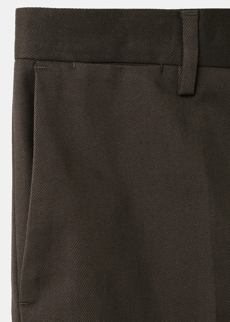 Regular fit pleated cotton pants