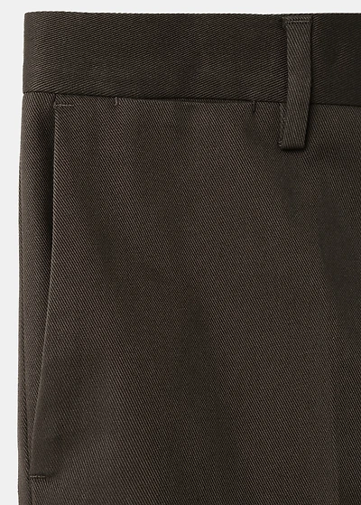 Regular fit pleated cotton pants
