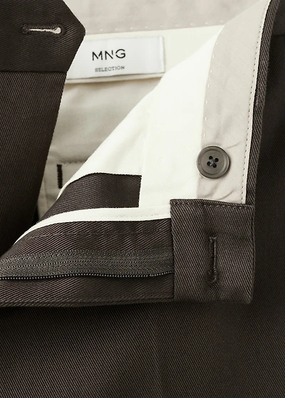 Regular fit pleated cotton pants