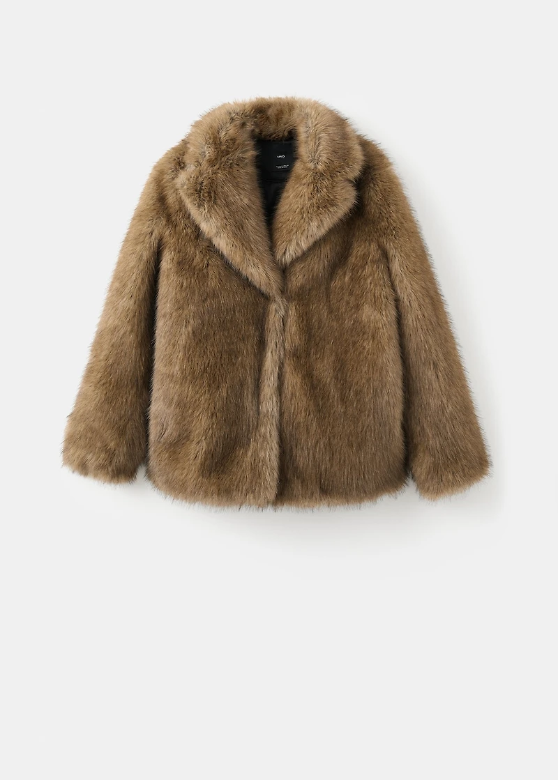 Faux-fur coat with lapels