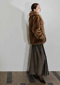 Faux-fur coat with lapels