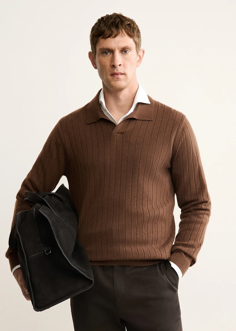 100% cashmere polo sweater