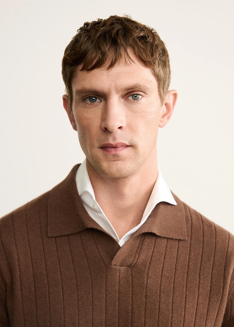 100% cashmere polo sweater