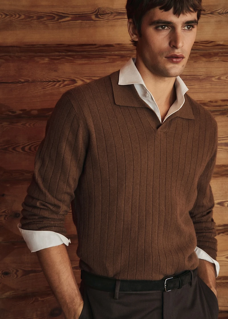 100% cashmere polo sweater