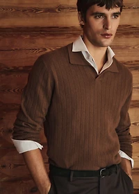 100% cashmere polo sweater