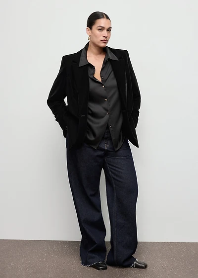 Double-breasted velvet jacket