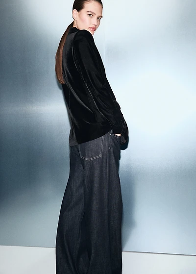 Double-breasted velvet jacket