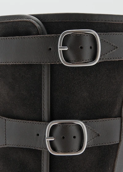 Suede boots with buckle