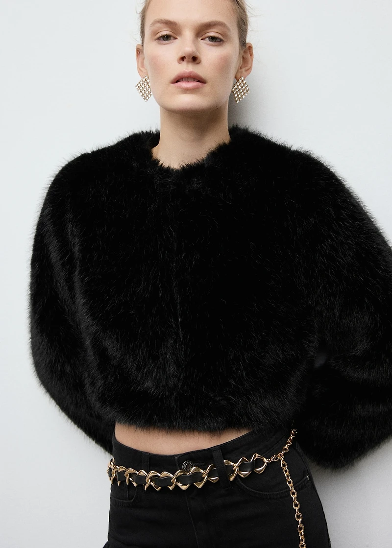 Faux-fur cropped jacket