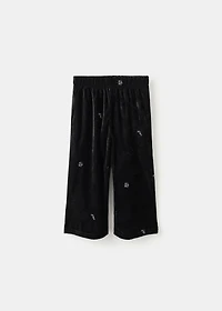 Embroidered velvet trousers