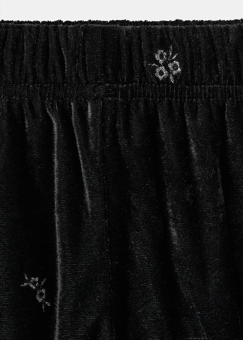 Embroidered velvet trousers