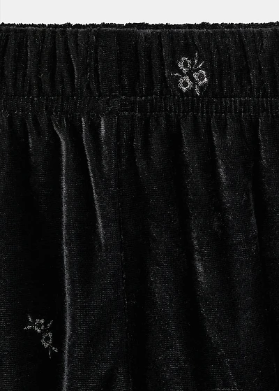 Embroidered velvet trousers