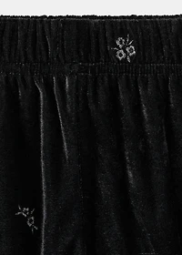 Embroidered velvet trousers