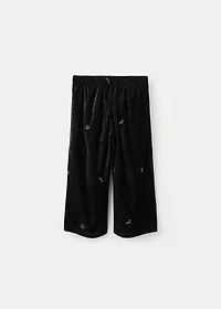Embroidered velvet trousers