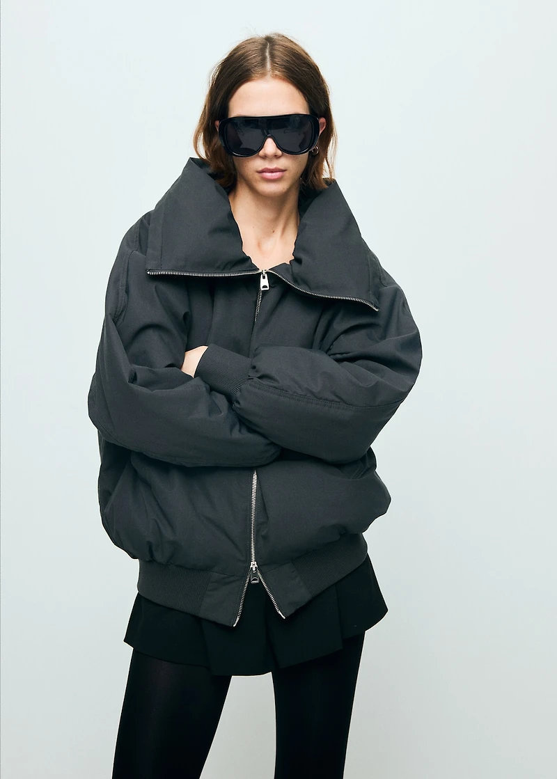 Funnel-neck bomber jacket