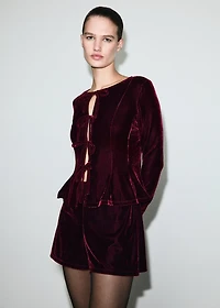 Velvet blouse with bows