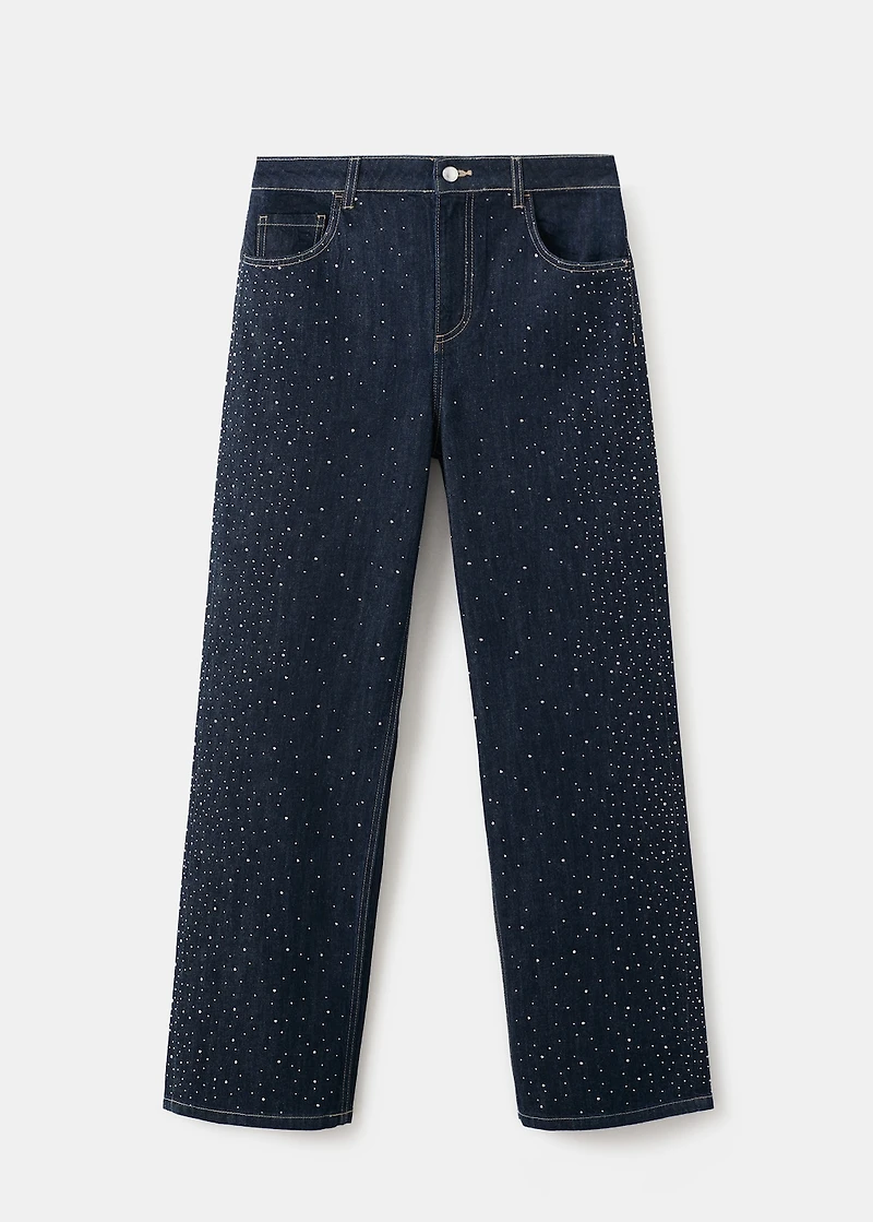 Straight jeans with rhinestone detail