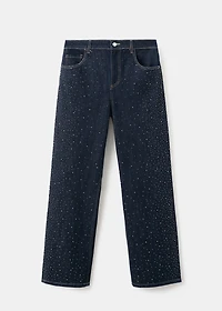 Straight jeans with rhinestone detail
