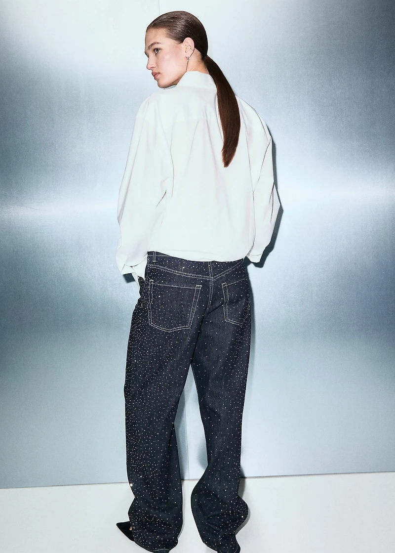 Straight jeans with rhinestone detail
