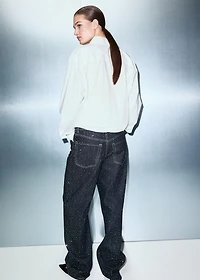 Straight jeans with rhinestone detail